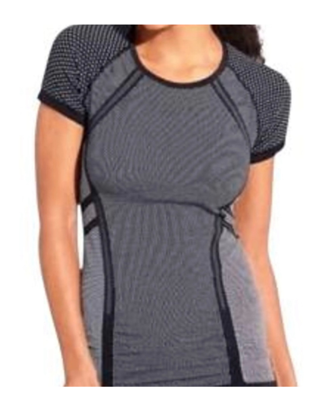 Women's Athleta Fast Track Short Sleeve Tee Grey Black Size XL